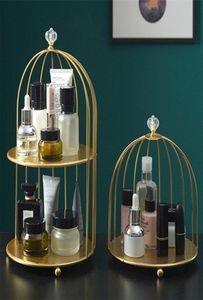 Jaula de pájaros de metal Organizador de almacenamiento de cosméticos Lápiz labial Perfume Productos para el cuidado de la piel Estante de acabado Estante de baño Accesorios Regalo 22022223994