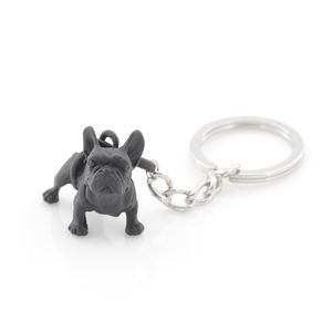 Metal Negro Bulldog Francés Llavero Lindo Perro Animal Llaveros Llaveros Mujeres Bolso Charm Pet Joyería Regalo Venta al por mayor Lotes a granel 220516