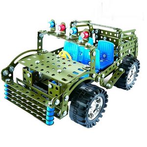Blocs de construction en métal jouets puzzle assemblage bricolage fait à la main cadeau créatif assemblage de jeep 3d