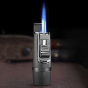 Allume-cigare Turbo en métal Butane sans gaz avec coupe-cigare, coupe-vent, Cycle de flamme bleue, gonflage, cuisine, utilisation en extérieur, pistolet d'allumage