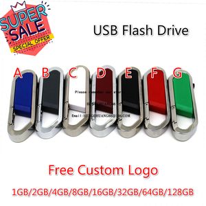 Unidad Flash Usb con mosquetón de Metal, Pen Drive de 8GB, 64GB, 16GB, 32GB, 128GB, memoria USB de capacidad Real, envío gratuito, logotipo personalizado