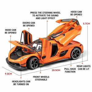 Metal Cars Toys Scale 1/24 Koenigsegg Jesko Supercar Diecast Alloy Car Model For Boys Kids Kids Toy Toy Véhicules Sound and Light