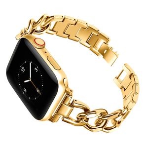 Bracelet en acier inoxydable avec chaîne en métal pour Apple Watch Ultra 8 7 SE 6 5 4 3 Series Luxury Ladies Bracelet Iwatch Bands 49mm 42mm 40mm 38mm Remplacer les bracelets Accessoires 1pcs