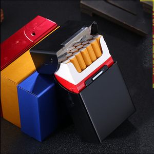 Étui à cigarettes en métal Boîte de rangement de cigarettes en alliage d'aluminium à rabat automatique Étui à cigarettes magnétique de grande capacité