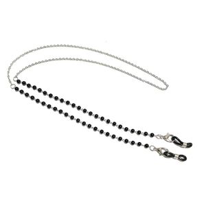 Cordons métalliques pour lunettes de lecture perlées, tendance, chaîne pour femmes, collier, Bracelet, lunettes de soleil, vêtements pour les yeux, perle noire