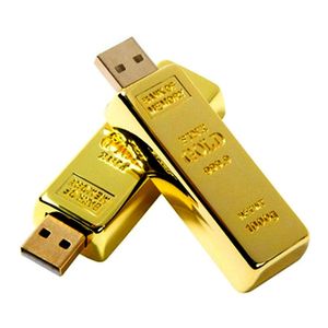 Clés USB en métal dorées 16 Go 32 Go 64 Go 128 Go USB 2.0 Pen Drive Memory Stick