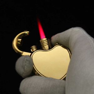 Briquet à flamme rouge en métal en forme de cœur, 1300 C, Butane, sans Turbine à gaz, torche coupe-vent, excellent cadeau pour hommes et femmes, R1M8