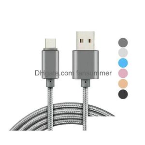 Boîtier métallique tressé Micro USB Câble 2A Durable Haute vitesse Charge Type C Chargeur rapide pour Android Smart Phone Drop Livraison Dhw3R