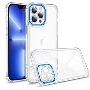 étui rigide hybride en métal acrylique + TPU + étuis transparents en métal coque rigide en pc coloré couverture arrière transparente pour iphone 13 pro max 12 11