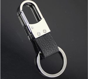 Porte-clés de voiture en métal et cuir, porte-anneau en acier, porte-clés de marque, cadeau pour homme ak065