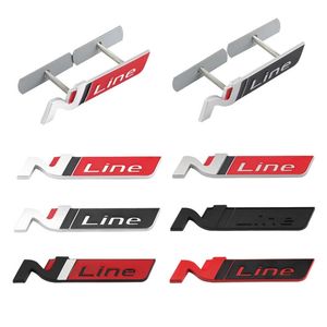 Métal N-Line Badge Autocollant 3D Auto Styling Emblème Decal Calandre Pour Hyundai I30 2021 Sonata Elantra Veloster Kona Tucson N Line Voiture Décoration Autocollants