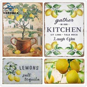 Peinture en métal Panneau rétro Plaque de fruits de citron Affiches en métal Vintage Home Shabby Tin Sign Plaques murales Salon Cuisine Décor à la maison T220829