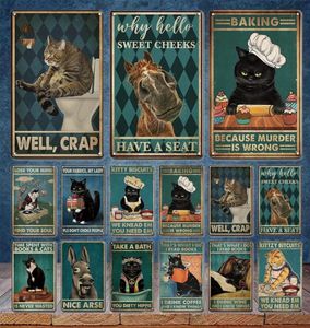 Pintura de metal Vintage Cat Pintura de placa de hojalata Accesorios de decoración de baño Retro Story Signs Sweet Home Signs Plaque2742864
