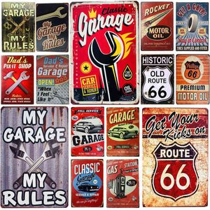 Peinture en métal Vintage Métal Tin signes Papa Garage Mon Garage Gas Oil Bar Plaque Rustique Art Affiche Man Cave Plaques Stickers Muraux Pub Décoration Murale T220829