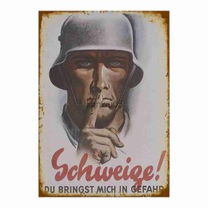 Peinture en métal de la Seconde Guerre mondiale Keep QuietVintage, affiche allemande, panneaux métalliques, grotte murale, affiches en étain, maison, bar, garage, café, signe en métal, cadeau 8x12 pouces x0829