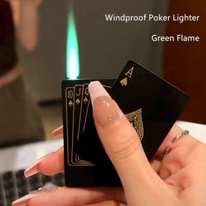 Encendedor de Metal para jugar a las cartas, encendedor inusual Turbo de Gas butano, encendedor de póker, encendedor creativo a prueba de viento para exteriores, juguetes divertidos para hombres