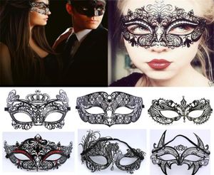 Masques de fête noirs en métal strass, masque de mascarade vénitien, Costume de bal, masque de fête de mariage, fournitures de mariage 6632177