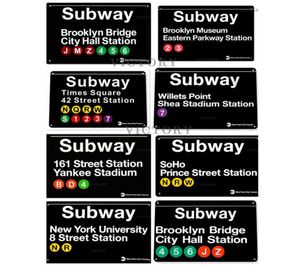 Metal Tin Sign Vintage Plaque New York Subway Times Garage Metal Metal Metal Plate Decoración para Bar Pub Club Decoración Q07233009697