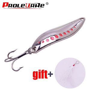 Metal Vib Leech Spinners Spoon Lures 10g 15g 20g Artificial Bait With Feather Hook Night Fishing Tackle for Bass Pike Perch 220726