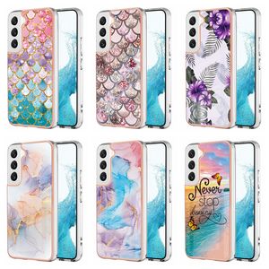 Estuches de TPU IMD suave de mármol metálico para Samsung A73 5G A33 A53 A13 S22 Ultra Plus Note 20 A03s 166 Bling Línea dorada Escala Cromada Revestimiento Granito Piedra Roca Contraportada