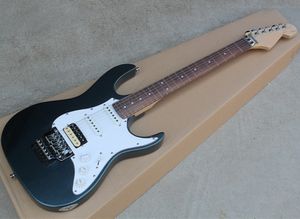 Guitare électrique bleu marine métallisé avec micros SSH, pickguard blanc, Floyd rose, étui nécessite 100 $, offrant des services personnalisés