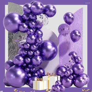 Balons violets métalliques Arch Party Decoration Garland Kit Confetti Balloon Baby Shower 1er Birthday Ballon Mariage DÉCOR