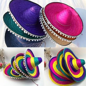 Mexican Party Hat Men Femmes larges Brim Straw Kids Adulte Outdoor Decorative Colorful bord Chapeaux Créative Fashion Sombrero 220808