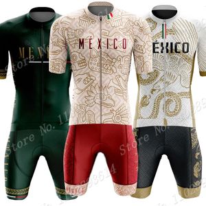 MEXICO Cycling Jersey 2024 Équipe nationale Set Summer Mexican Green Clothing Road Bike Shirts Suit Bicycle Bib Shorts MTB ROPA 240407