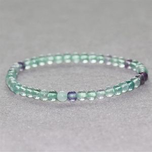 MG0033 Pulsera entera de fluorita arcoíris de 4 mm, minipulsera de piedras preciosas, cristales naturales para mujer, joyería de equilibrio energético 288w