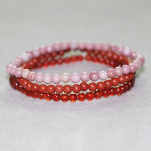 MG0057 Venta al por mayor 4 mm Mini pulsera de piedras preciosas Set Pulsera de cornalina de rodolita para mujer Piedra roja natural Yoga Mala Joyería