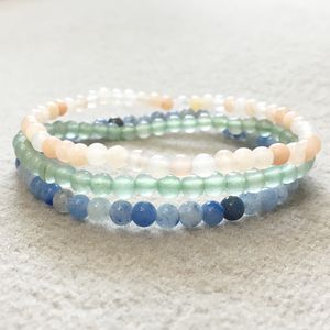 MG0087 Venta al por mayor, nuevo diseño, pulsera de Aventurina para mujer, 3 cristales envolventes, pulsera de cuentas de Mala de Yoga, Mini joyería de piedras preciosas de 4 mm