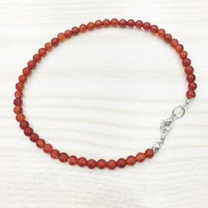 MG0146 – bracelet de cheville en cornaline naturelle, fait à la main, en Agate rouge, perles Mala pour femmes, Mini bijoux en pierres précieuses de 4 mm, vente en gros