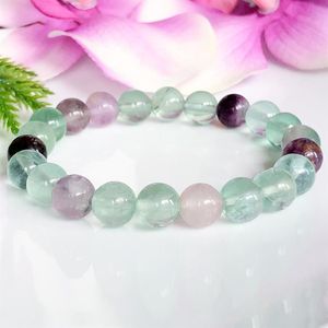 MG1109 Pulsera de fluorita de arco iris natural Pulsera de protección de energía negativa Cristales curativos Gemas pulsera de tono Joyería de intuición 233V