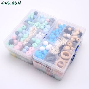 MHS.SUN Hot Silicone Beads Set Baby Teething Beads Food Grade Teether Kits Accessories Diy Chewable Jewelry Pacifier chain T200730