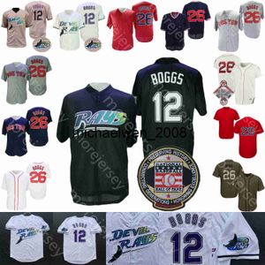 Mi208 Wade Boggs Jersey 1987 Cooperstown Crème Hall Of Fame Patch Gris Marine Rouge Blanc Fans Playr vintage Taille S-3XL