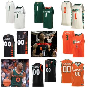 Miami Hurricanes 7 Kyshawn George 4 Bensley Joseph 2 Carson Mastin 24 Nijel Pack 5 Camiseta de baloncesto Wooga Poplar 13 Jakai Robinson 3 Christian Watson cosidos a medida