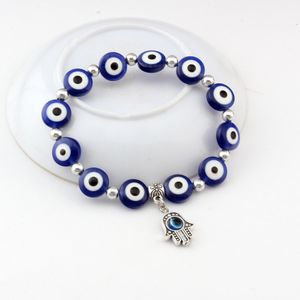 10 pièces Hamsa Fatima main mauvais œil bracelets de perles perles faites à la main bande élastique pour unisexe