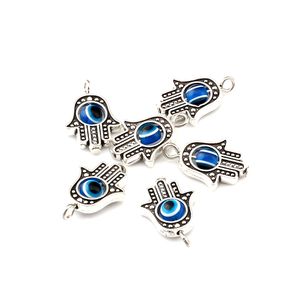 100 piezas de plata antigua enorme Hamsa mano mal de ojo Kabbalah dijes colgantes 28mm buena suerte encantos