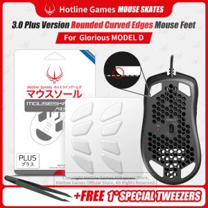Souris 2 ensembles Hotline Games 3.0Plus bords incurvés arrondis patins de pieds de souris pour le remplacement du tapis de pieds de souris de jeu Glorious Model D, 0,8 mm