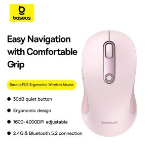 MICE BASEUS Wireless Mouse Gen 2 F02 Bluetooth 2.4G 4000 DPI Gaming Mouse avec des boutons personnalisables pour PC MacBook Tablet Liptop souris