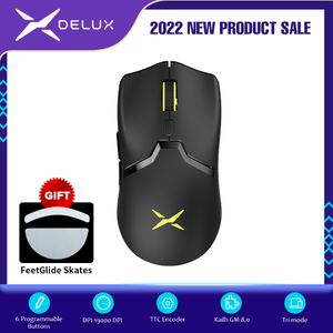 Mice Delux M800PRO PAW3370 RGB Optical Wireless Gaming Mouse 19000 DPI Wired Programmable Ergonomic Mice Rechargeable For Windows Mac 230831