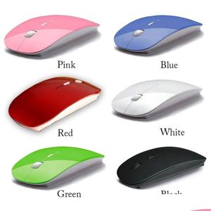 MICE STYLE de haute qualité Color Color Tra Thin Wireless Mouse Ordinking and Receiver 2.4g USB Optical Colorf Special Offre Drop Livraison OT8QM