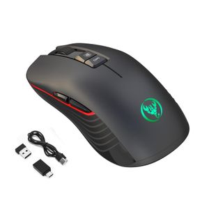 MICE HXSJ T30 Wireless Gaming Mouse 3600 DPI Réglable 7Color Light Gaming Backlight Rechargeable Souris avec adaptateur Typec
