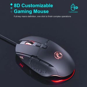 Souris IMICE T91 Souris de jeu réglable DPI Compatible ABS Souris d'ordinateur avec bouton de feu pour le bureau