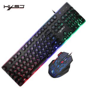 MICE J40 Rainbow Backlit Russian Gaming Clavier ensemble Colorful Luminous Gaming Mouse Wired Clavier
