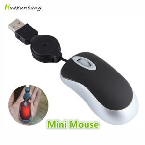 Souris mini souris câblée USB pour ordinateur portable ordinateur ordinateur portable Câble rétractable Mause Portable Petite souris optique 1000 DPI pour Kid Office