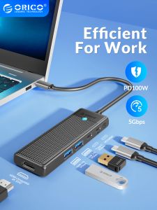 MICE ORICO USB C HUB TYPEC Station d'accueil à HDMICOM USB 3.0 Adaptateur 4K30Hz PD100W Carte Lire Splitter pour le livre iPad Pro Huawei