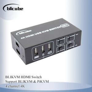 MICE PIKVM BLIKVM HDMI Switch KVM PARTAGE OPRITOP FOUR CONVERTISSEMENT DE PORT 4 EN 1 OUT AFFICHAGE USB MONDE USB