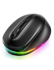 Souris Seenda Bluetooth Wireless Mouse Rechargeable Light Up 24 g de souris avec des lumières arc-en-ciel LED pour ordinateur portable Android Mac Wind5683908