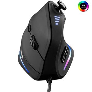 Ratones SeenDa, ratón Vertical para juegos con cable, ratón ergonómico RGB, Joystick USB, ratones para juegos programables para PC, jugadores de ordenador